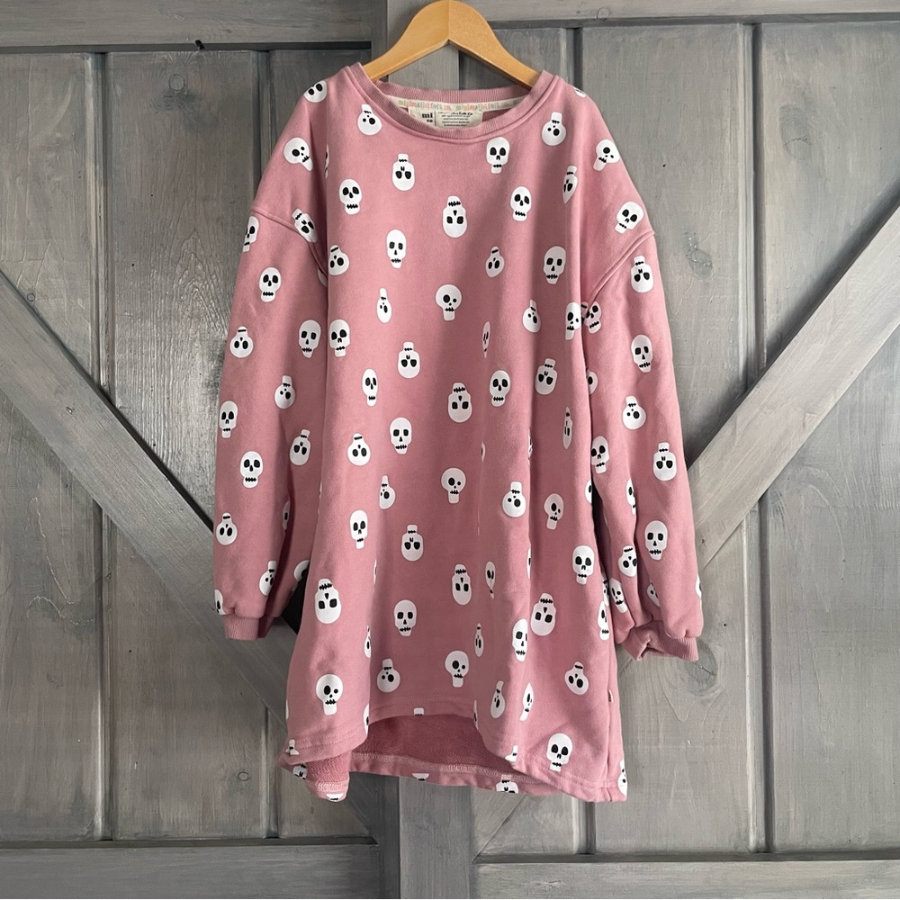 Minimalist Folk Co Halloween‎ Pink Skulls Tunic Dress Size 10-12